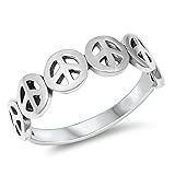 Oxidized Peace Sign Stackable Beautiful Ring 925