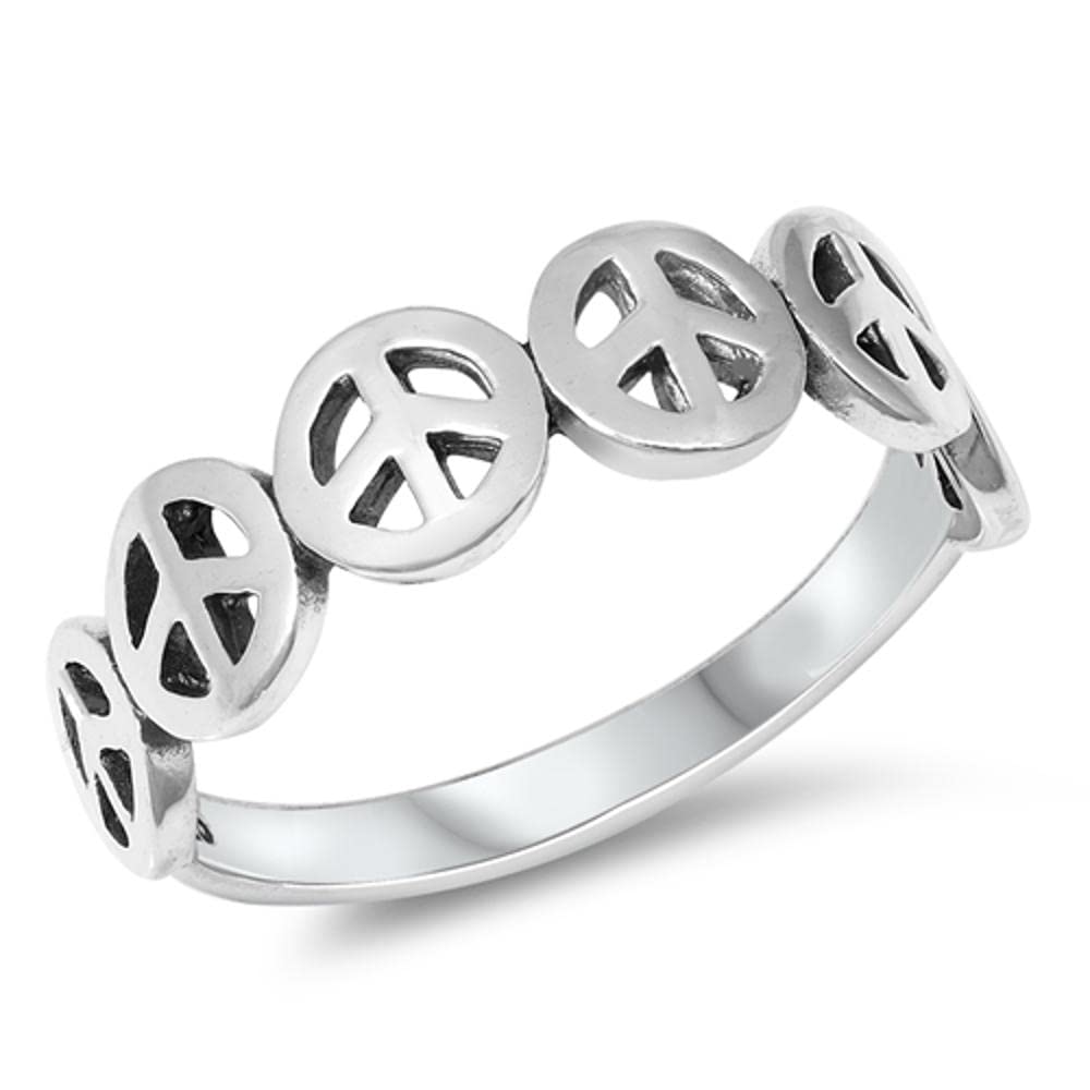Oxidized Peace Sign Stackable Beautiful Ring 925