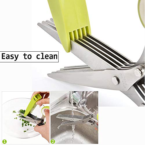 Stainless Steel scissors &Multipurpose 5 Blade Kitchen Cutting Shear with Safety Cove and Cleaning Comb - Thumbnail 5