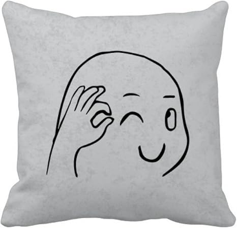 Amazon Co Jp 大丈夫ジェスチャーかわいいウィンクブラックemoji スクエアな枕を挿入してクッションカバーの家のソファの装飾贈り物 50cm X 50cm ホーム キッチン