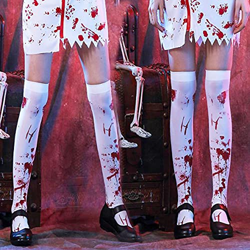 IBLUELOVER Ladies Halloween Bloody Stockings Knee High Stained Socks Hold Up Leggings Horrible Bone socks Horror Nights Party Fancy Dress Ghost Festival Carnival Cosplay Props