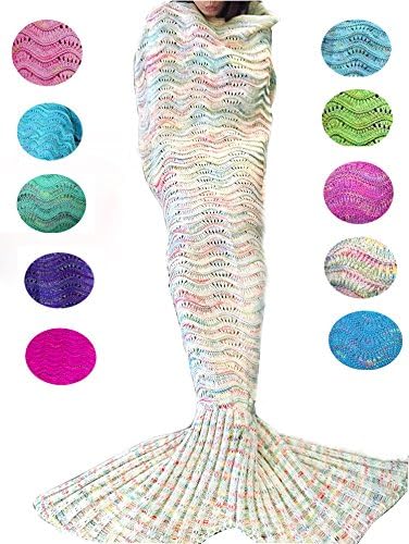 Coroler Christmas Cute Mermaid Tail Blanket Living Room Sleeping Bag for Adults with Wave Patterns,Apply on All Seasons