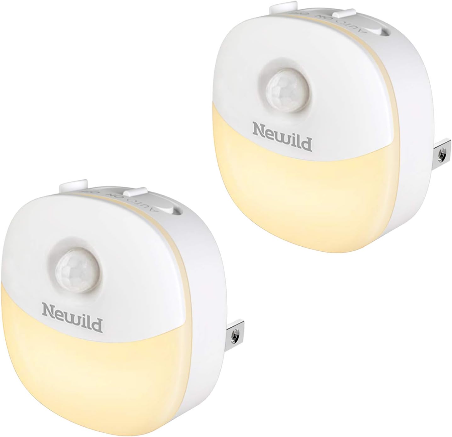 Night Light [Upgrade], Newild LYRIDZ LED Warm White Plug in Nightlight with Auto Dusk-to-Dawn Motion Sensor, 3 Modes, Adjustable Brightness, Compact Size for Hallways, Stairs, Bedroom, Kitchen, 2-Pack
