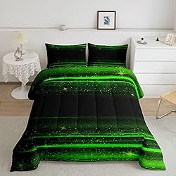 Ombre Stripes Bedding Set Queen Black Green Outer