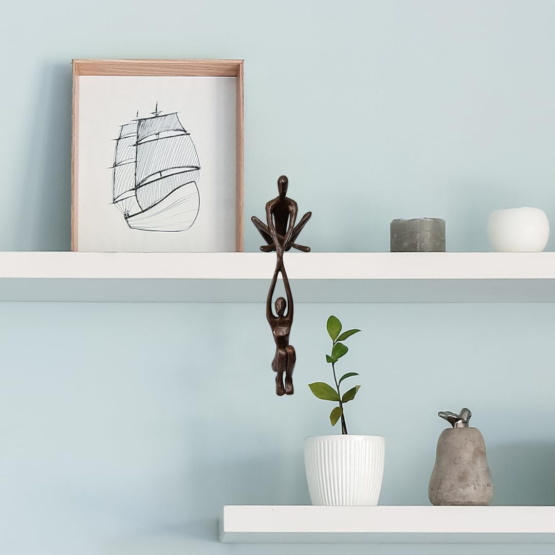 Pristine Bronze Shelf Sculpture - Couple Holding Hands - Contemporary Shelf Decor - Modern Shelf Statues for Home Decoration - Bronze
