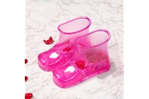 WMHYLYH Movable Foot Soaker, Portable Feet Soaking Tub Massage Foot Bath Shoes, Bath Massager Basin Pedicure Feet Spa Shoes for Thermal Massage to Promote Blood Circulation (Large High, Red)