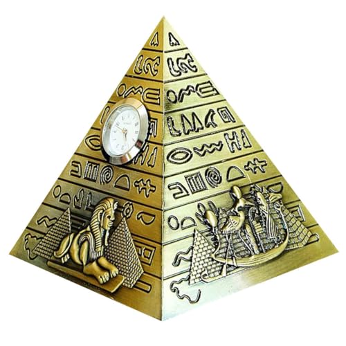 Ciieeo 1Stück Pyramidendesign Uhr Ornament im Ägyptischen Kreatives Desktop aus Legierung für Freunde und Hochwertiges Haushaltsornament aus Messing