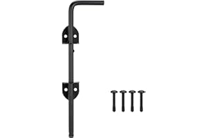 YONSIN 12" Cane Bolt Heavy Duty Drop Rod Gate Stopper Hardware, Gate Ground Latch for Wooden Fences Metal Gates Doors, Gate Drop Pin for Holding Gate to The Ground, Black Finish