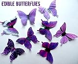 12 Small Assorted Purple Decorative Wafer Paper Butterflies © 1.75