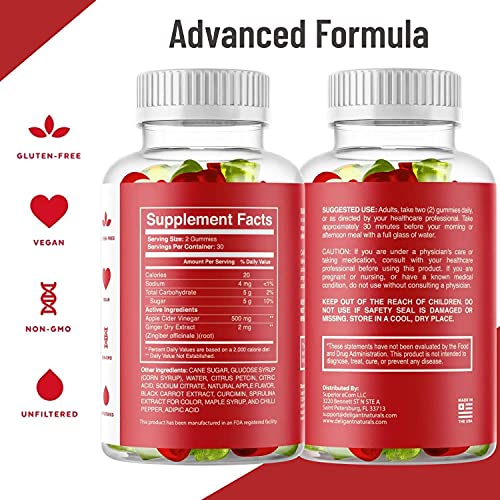 Apple Cider Vinegar Gummies with The Mother ACV w Ginger Root 6in1