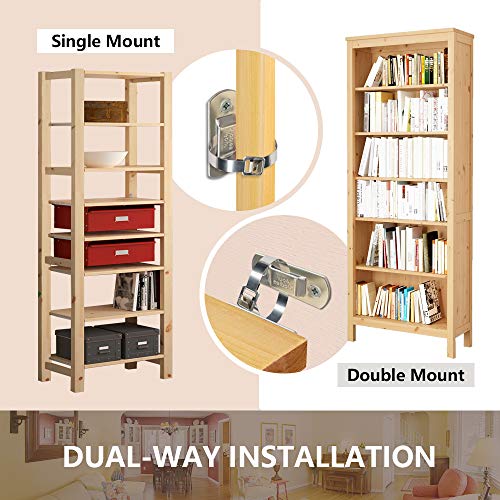 Metal Furniture Straps (8 Sets) Dresser Wall Anchors, Furniture Anchors for Baby Proofing Child Safety, Anti Tip Furniture Kit Wall Mount Earthquake Resistant Straps for Bookcase, Drawer, Cabinet
