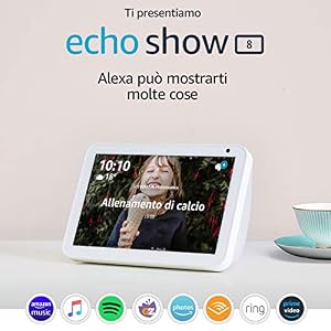 Echo Show 8 (1ª generazione, modello 2019) | Schermo intelligente con Alexa | Resta sempre in contatto con l’aiuto di Alexa | Bianco
