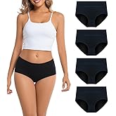 AMZCHPC Women's Cotton Underwear Mid Waisted Brief Style Underpant (4 Pack)