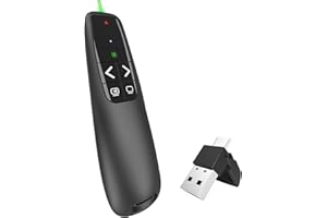 SSPONT Presentation Clicker with Laser Pointer for Powerpoint, Wireless Presenter for Presentation, <5mW 3a Green Laser Presentation Remote, USB-A & USB-C/Type-C for PPT/Keynote/Google Slides