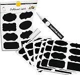 Chefs Boutique Chalkboard Labels - Exclusive Stickers Design for Jars with Liquid Chalk Marker Included