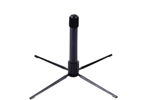 AUXBC Portable Flute Stand Holder, Black Metal Foldable Flute Support, 4-Leg Stable Flute Base, Lightweight Wind Instrument Bracket for Oboe, Flute, Clarinet, Soprano Saxophone, etc.