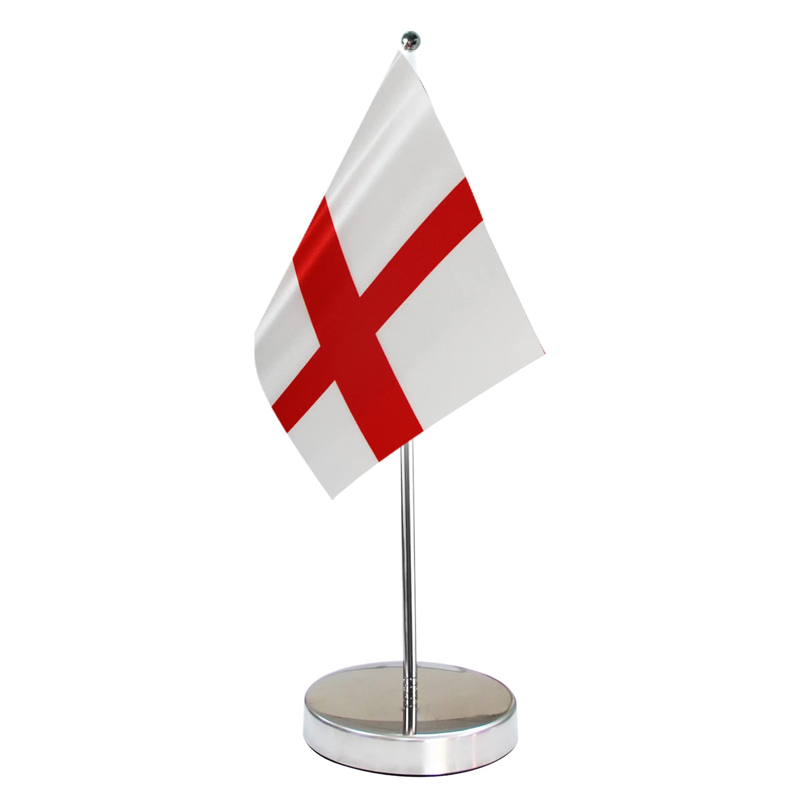England St. George Table Flag for Office Desk Decor, English Desk Flag for Table Decor, Include Stainless Steel Base and Adjustable Pole