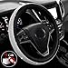 New Diamond Leather Steering Wheel Cover with Bling Bling Crystal Rhinestones, Universal Fit 15 Inch Car Wheel Protector for Women Girls,Black primary