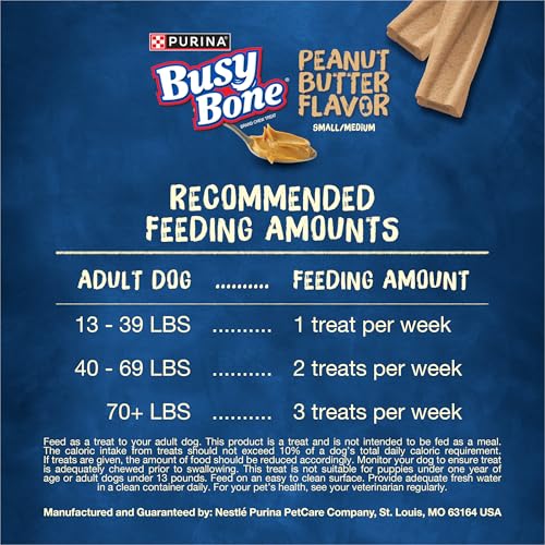 PURINA BUSY BONE ADULT DOG CHEW BONE TREATS, PEANUT BUTTER – 6 CT. POUCH