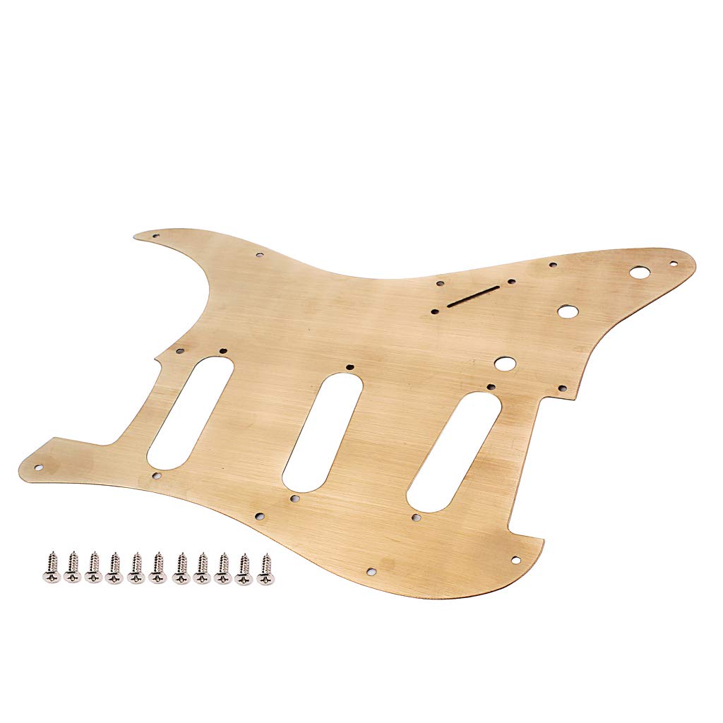 Alnicov Guitar Pickguard 11 Hole SSS For Standard Strat Modern Guitar Replacement, Brass