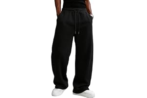 Men's Baggy Sweatpants Fleece Wide Leg Lounge Pants Drawstring Waist Loose Fit Cotton Jogging Sweat Pants with Pockets