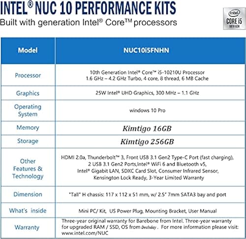 Intel NUC10 NUC10i5FNHN Latest Desktop Mini PC,10th Generation