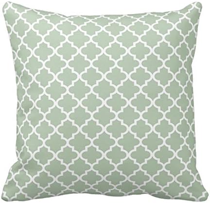 Customized Standard New Arrival Pillowcase Moroccan Quatrefoil Pattern Pillow | Sage Green 18 X 18 Square Cotton Pillowcase Cover Cushion