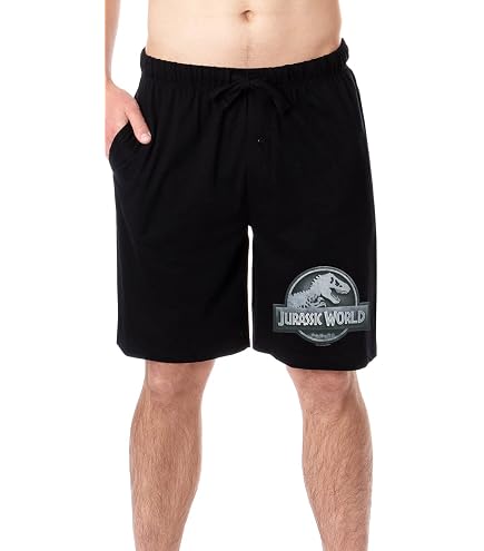 Jurassic Park Isla Nublar Men's Black Lounge Shorts - Small at