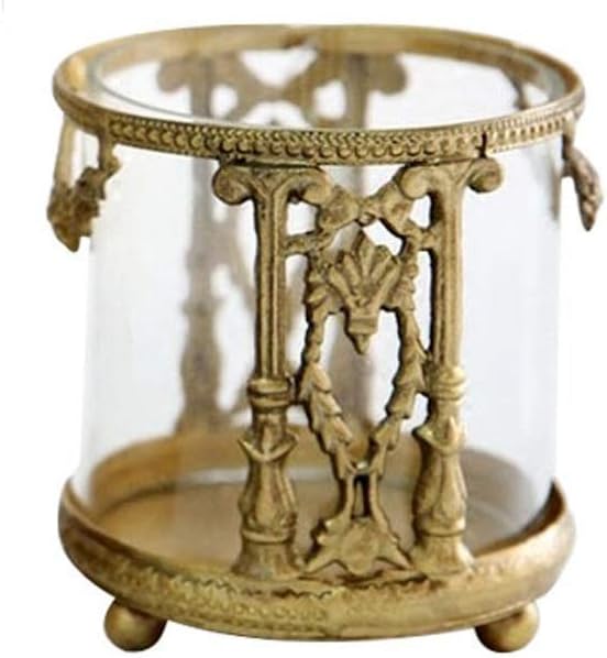 Pencil Holder European Retro Office Pen Holder Office Living Room Creative Decoration Craft Handmade Brass Carved Glass Pen Holder Pen Holder (Size : L)