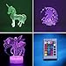 3 in one 3D Unicorn Night Light—3D Unicorn Lamp 7 Colors Change Decor Lamp with Remote Control for Kids. with Remote Control Optical Illusion Bedside Lamps As a Gift Ideas for Boys and Girls