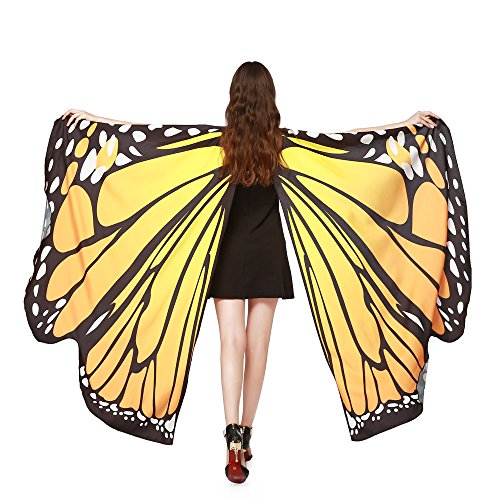 Yezijin 2019 New Women Wings Shawl Scarves Ladies Nymph Pixie Poncho Costume Accessory Under 5 Dollars Orange - Thumbnail 5