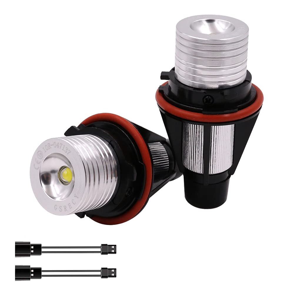 Ricoy 2x 5W For E39 E53 E60 E61 E64 E65 E66 E87 X3 X5 LED Angel Eye Halo Ring Marker Side Light White LED Bulb(Pack of 2) (E39)