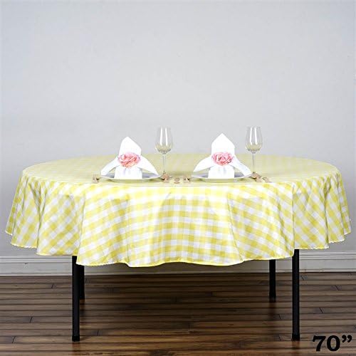 BalsaCircle 70Inch Yellow Round Gingham Checkered