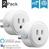 Smart Plug, Mini Wi-Fi Socket Outlet Works with Alexa Echo Compatible with Google Home Assistant IFTTT, Remote Control Your Devices from Anywhere, Energy Saving No Hub Required, 2 Pack