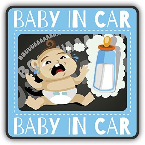 Baby In Car Hungry Sign Sticker Decal Design 5" X 5"