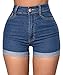 Baifern Women's High Waist Lace Up Denim Shorts,Blue,Medium