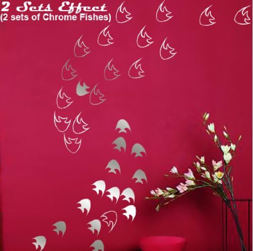 Blue Magic Design Tropical Fish Water Proof Vinyl Stickers Wall Art Window Bathroom Decoration Loose DIY Decals - Gold