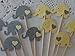 Light Yellow and Grey Elephant Cupcake Toppers - Yellow and Gray Elephants - Baby Shower Appetizer Picks - Gender Neutral Shower - (Set of 12)