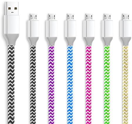 Eversame Micro USB Charger Cable 6ft, 6-Pack 1.8M High-Speed USB A Male to Micro B Sync Charge Cable with Aluminum Shell For Samsung Galaxy S6 Edge Plus, LG G Pro Lite
