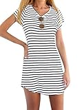 Amstt Women Plus Size Deep U-neck Short Sleeve Irregular Hem Loose T-shirt Dolman Top