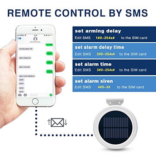 Wireless Outdoor Solar Powered Burglar Home Security Alarm Siren, Waterproof RV Alarm DIY Driveway Alert System with 2 Motion Detector, 1 Door Sensors and Remote Controls