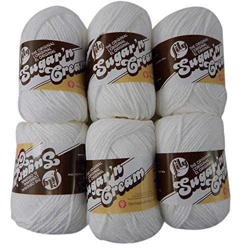Bulk Buy: Lily Sugar'n Cream Yarn 100% Cotton Solids and Ombres (6-Pack) Medium #4 Worsted (White Solid)