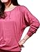 Allegra K Lady Boat Neck Batwing Sleeve Buttons Decor Blouse L Fuchsia