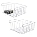 Lonians 2-Pack Under Shelf Hanging Storage Baskets - Metal Wire Rack Organizer for Kitchen, Pantry, Cabinet, Bathroom, Desk - Space Saving Shelf Extender (White, Large)