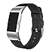 bayite Canvas Bands Compatible with Fitbit Charge 2, Soft Classic Replacement Wristband Straps Women Men, Black Small (5.5-6.7 Inch)