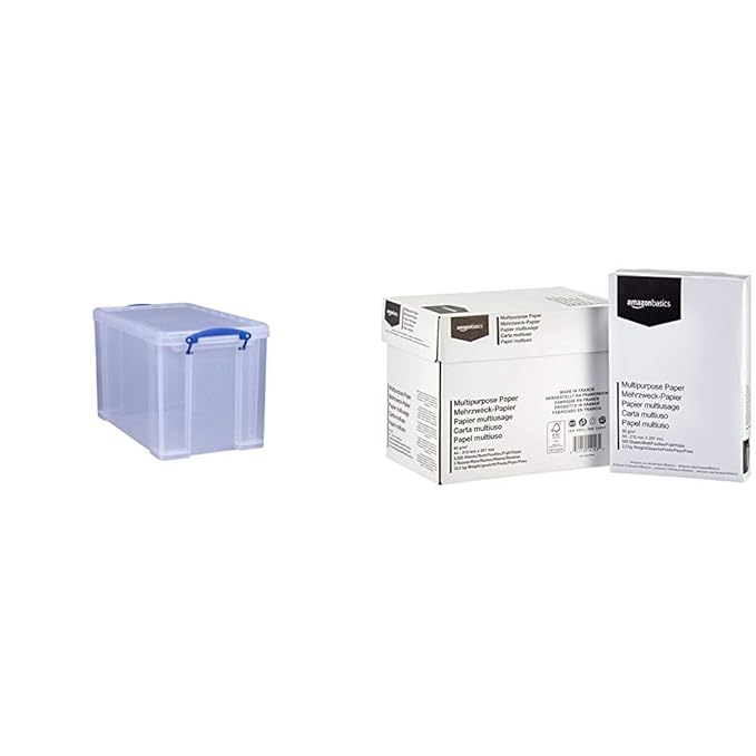 Really Useful Storage Box 24 Litre Clear & AmazonBasics Multipurpose