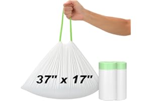 AUXMOTEC Thickened Extra Large Cat Litter Box Liners 37" x 17", 20 Count Kitty Waste Bags with Drawstring – Heavy Duty Tear-Resistant Waterproof Pre-Separated Cat Litter Pan Liners for Easy Cleanup