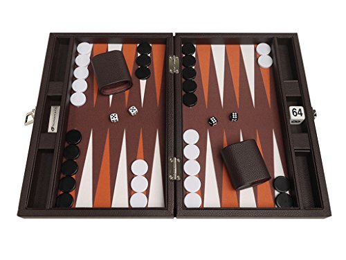 13-inch Premium Backgammon Set - Travel Size - Dark Brown Board