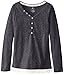 One Step Up Big Girls' Long Sleeve Henley with Lace Hem