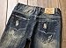 Men's Distressed Destructed Slim Fit Jeans A928 Blue 34